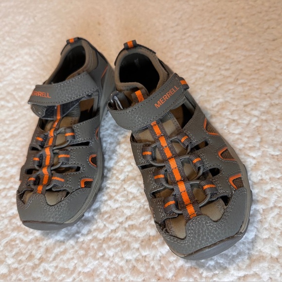 Merrell Kids' Sandals in Gray & Orange size 1 Summer camp  Boating water style - Picture 3 of 6